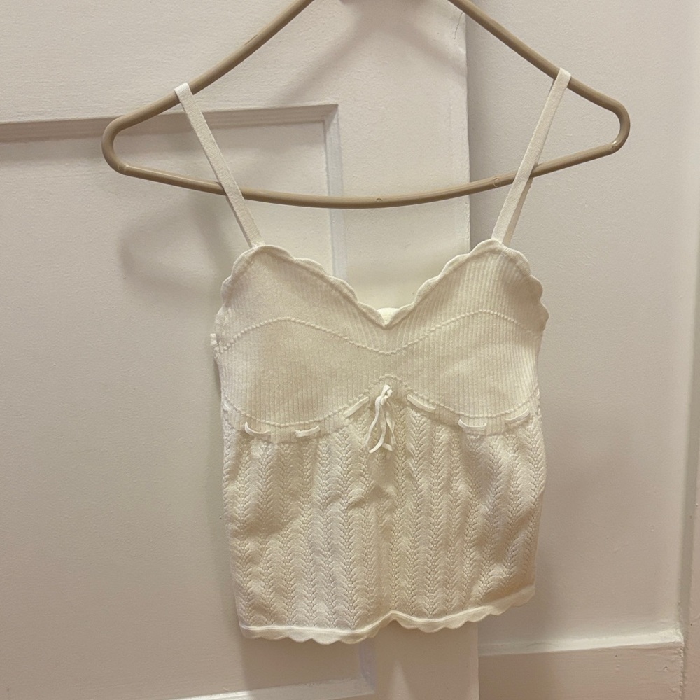 Wilfred Ivory Knit Cami with Scalloped Trim
